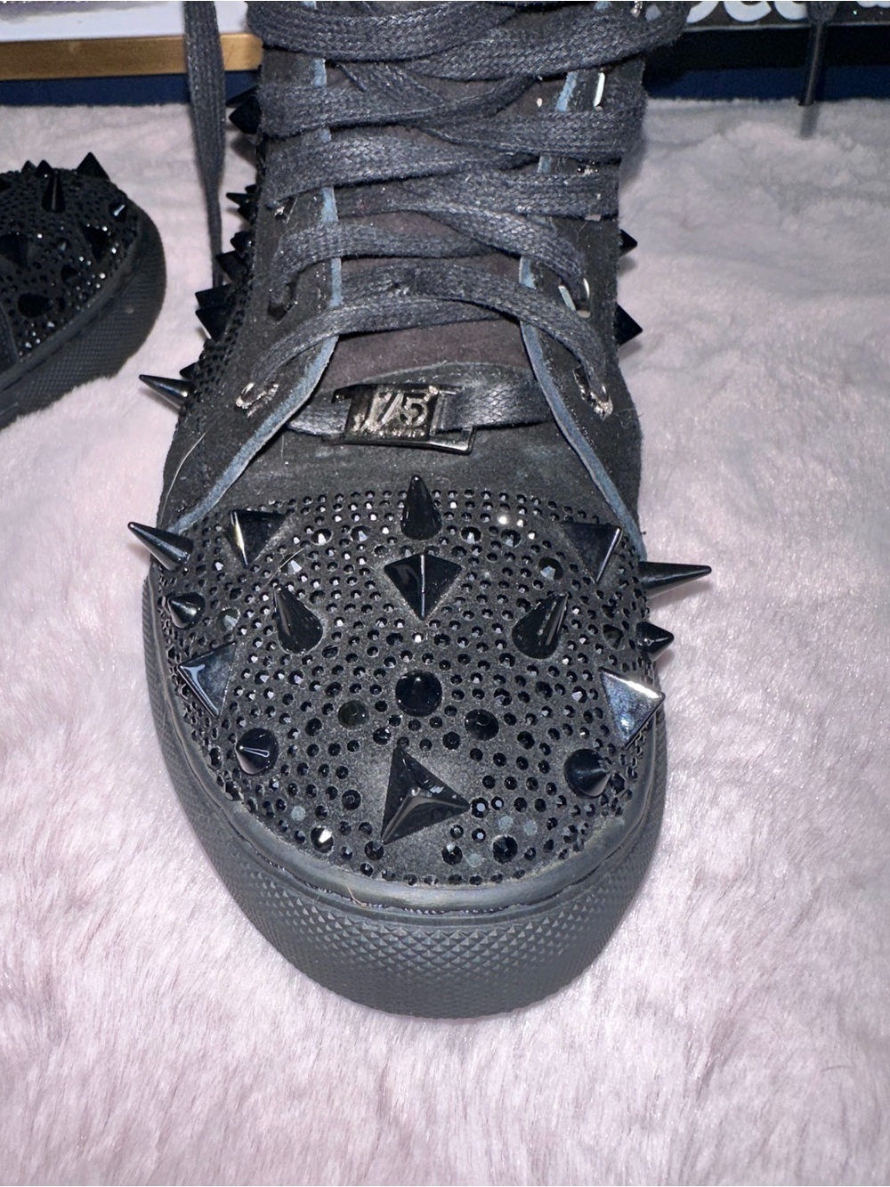 J75 By Jump Zambia Black Studded Spike High Top Sneakers Men’s Size 9 EU 42 - Picture 8 of 11